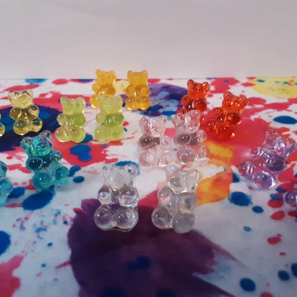 Kawaii Gummy Bear Stud Collection~kawaii Rainbkw|Peirced Ears|food posts|Resin Jewelry|Cute Candy|Gift Ideas