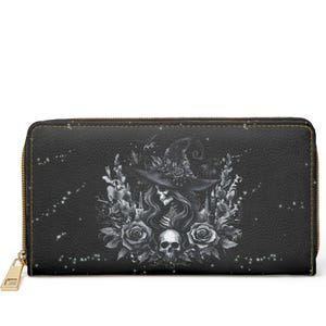 Totenkopf Hexe Zipper Wallet ~ Gothic Geldbörse