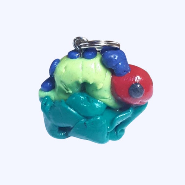 Kawaii Catipillar Charm/Pendant~Handmade|Polymer Clay|Bug|Spring|Floral|keychain |Cute Jewelry|DIY|Craft Supply