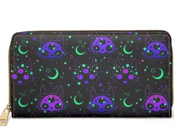 Cosmic Cat Zipper Wallet - Fun| Stylish Accessory| Cat Lovers|Gift for Her|Everyday Use|Wallet Organizer