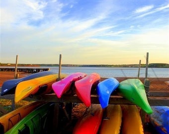 Prince Edward Island / PEI Photograph. Kayaks at Cavendish Beach, Prince Edward Island. 8x12