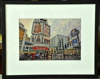 Professionally Framed Dundas Square Photograph in Downtown Toronto, Canada