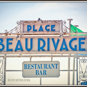 Nice, France Photographie. Côte d’Azur. Le beau rivage beach art déco signe. Français Riviera 8x12