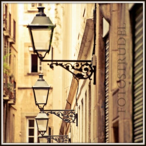 Barcelona, Spain Photograph. Street Lamps. Colour or Black and White 10x10