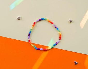 Rainbow Seed Bead Bracelet | Handmade Elastic Friendship Jewellery