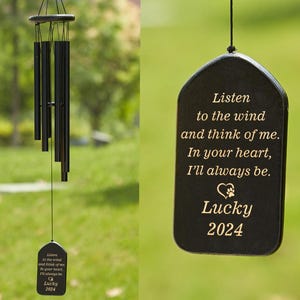 Carillon éolien commémoratif pour animal de compagnie, cadeau gravé pour commémorer la perte d'un animal de compagnie, carillon éolien commémoratif pour chien, panneau de perte de chien pour le jardin, mémorial pour animal de compagnie.