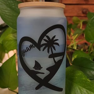 Guam with Island Design - Custom Glass Cup - Guam Lover - Chamorro - Guam Gift