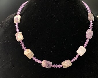Lilac Purple Gemstone Bead Necklace | Handmade Semi-Precious Stone Jewelry | Statement Gift for Her
