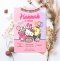 Kitten Birthday Invitation, Editable Birthday Invitation, Pink Girls Birthday Invitation, Cute Kitty Digital Invite, Download Canva Template