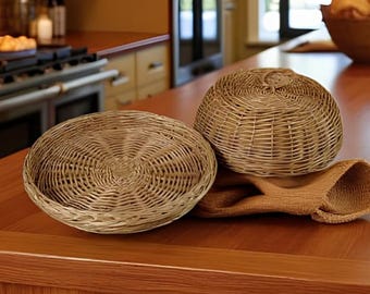 YAADU Cesto Portaoggetti Intrecciato Con Coperchio - Rotondo In Erba Della Savana E Plastica Riciclata, Organizzatore Multiuso Per Scaffale, Pane, Giocattoli E Cosmetici - 6