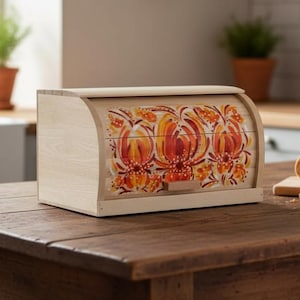 Wooden Bread Box, Vintage Bread Box, Rustic Bread Storage, Large Bread Container, Natural Wood Bread Bin, Kitchen Storage Box