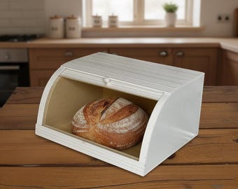 Panera de madera, panera rústica, gran almacenamiento de pan, decoración de cocina rústica, caja de madera natural, panera vintage, contenedor de pan