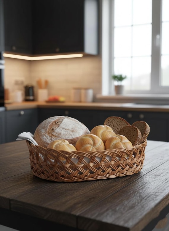 Wicker Bread Basket, Rustic Bread Box, Handmade Woven Bread Keeper, Natural Willow Basket, Farmhouse Bread Storage, Kitchen Organizer