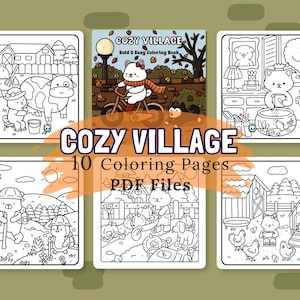Fall Cozy Coloring Pages | 10 Printable Coloring Pages | Cozy Fall Season Coloring | Hygge Adult Coloring | Kawaii Color | INSTANT DOWNLOAD