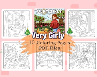 Girly Cozy Coloring Pages | 10 Printable Coloring Pages | Cozy Season Coloring | Cute Girl Coloring | Kawaii Color Page | INSTANT DOWNLOAD