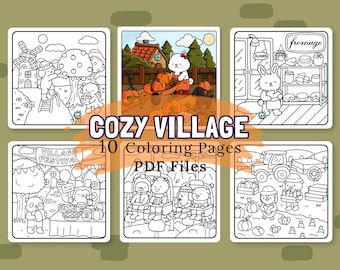 Cozy Fall Coloring Pages: Hygge Kawaii Designs (Digital Download)