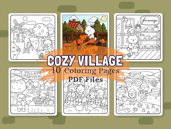 Cozy Fall Coloring Pages: Hygge Kawaii Designs (Digital Download)