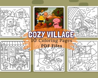 Cozy Fall Coloring Pages: 10 Hygge Kawaii Designs (Instant Download)
