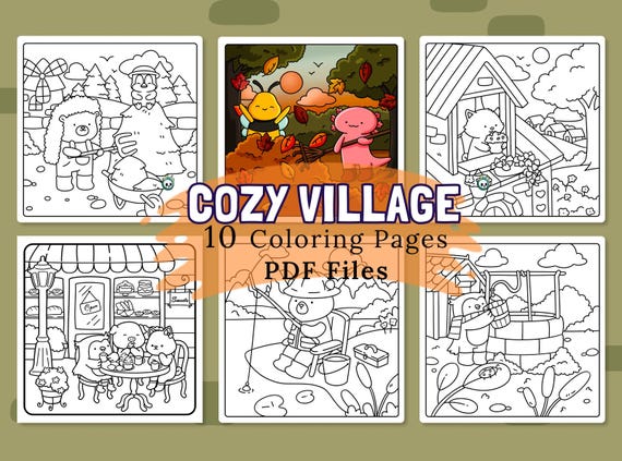 Cozy Fall Coloring Pages: 10 Hygge Kawaii Designs (Instant Download)