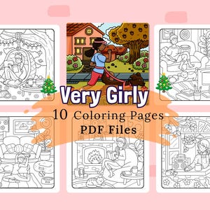 Cozy Girly Coloring Pages | 10 Printable Coloring Pages | Cozy Season Coloring | Cute Girl Coloring | Kawaii Color Page | INSTANT DOWNLOAD