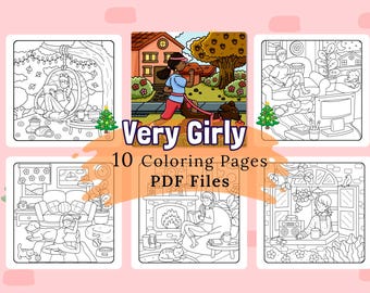 Cozy Girl Coloring Pages: 10 Printable Kawaii Designs (Digital Download)