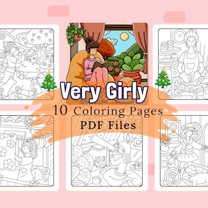 Cozy Girly Coloring Pages | 10 Printable Coloring Pages | Cozy Season Coloring | Cute Girl Coloring | Kawaii Color Page | INSTANT DOWNLOAD