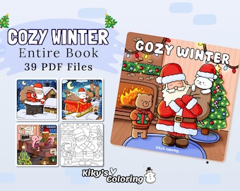 Coloriages de Noël douillets : 39 designs hygge kawaii (TÉLÉCHARGEMENT IMMÉDIAT)