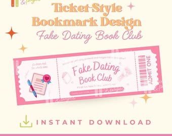 Fake Dating Book Club Ticket Bookmark: Romance Reader Gift (Printable Digital Download)