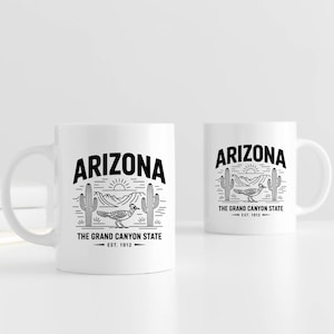 Arizona-Inspired Mug | The Grand Canyon State Ceramic Cup | 12oz & 15oz Double-Sided Design for Left or Right Hand | State Pride Gift