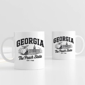 Georgia State Inspired Ceramic Mug, Perfect for Coffee Lovers, Georgia Souvenirs, Housewarming Gift, The Peach State Collectible Drinkware
