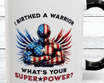 Military Mom Coffee Mug: Patriotic Superhero Gift