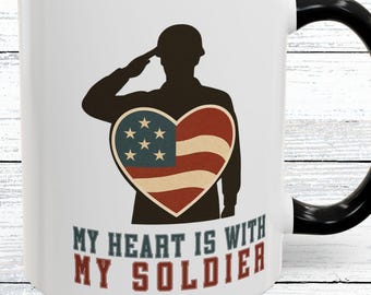 Tazza "Il mio cuore è con il mio soldato": regalo per il coniuge di un militare
