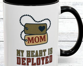 Tazza da caffè per mamma militare: il mio cuore è schierato, regalo patriottico