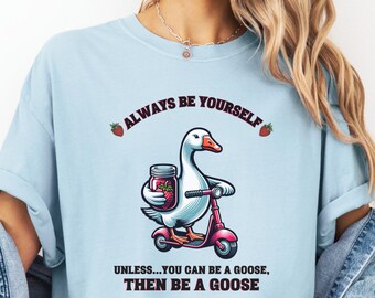 Camiseta con gráfico de ganso divertido: camiseta unisex con colores cómodos