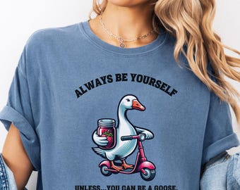 Camiseta con gráfico de ganso divertido: camiseta unisex con colores cómodos