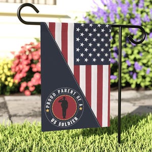 Proud Parent Soldier Garden Flag Double-Sided Patriotic Indoor Outdoor Banner