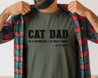 Cat Dad-T-shirt: vintage T-shirt met comfortkleuren en distressed-effect