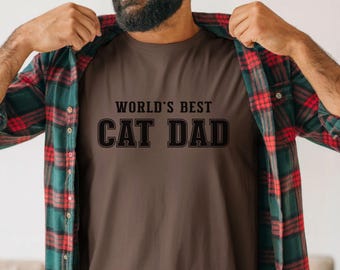 'S Werelds beste kat vader comfort kleuren 1717 T-shirt kattenliefhebber cadeau kat papa T-shirt vaderdag kat shirt retro beige mascotte kat afbeelding