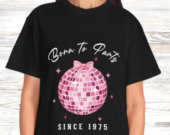 Retro Disco Ball 1975 Birthday Tee: Women's Party Theme Shirt