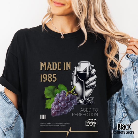 Vintage 40th Birthday Wine T-Shirt: Aged to Perfection Comfort Colors Tee