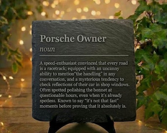 Porsche Owner Definition Slate Coaster | Sports Car | Car Brand Gift | Christmas Gift | Birthday Gift | Secret Santa | Fun | Luxury Car |
