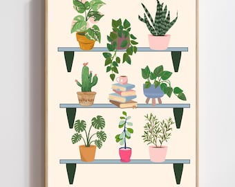 House Plants Art Print: Boho Potted Plants Wall Decor (Digital Download)