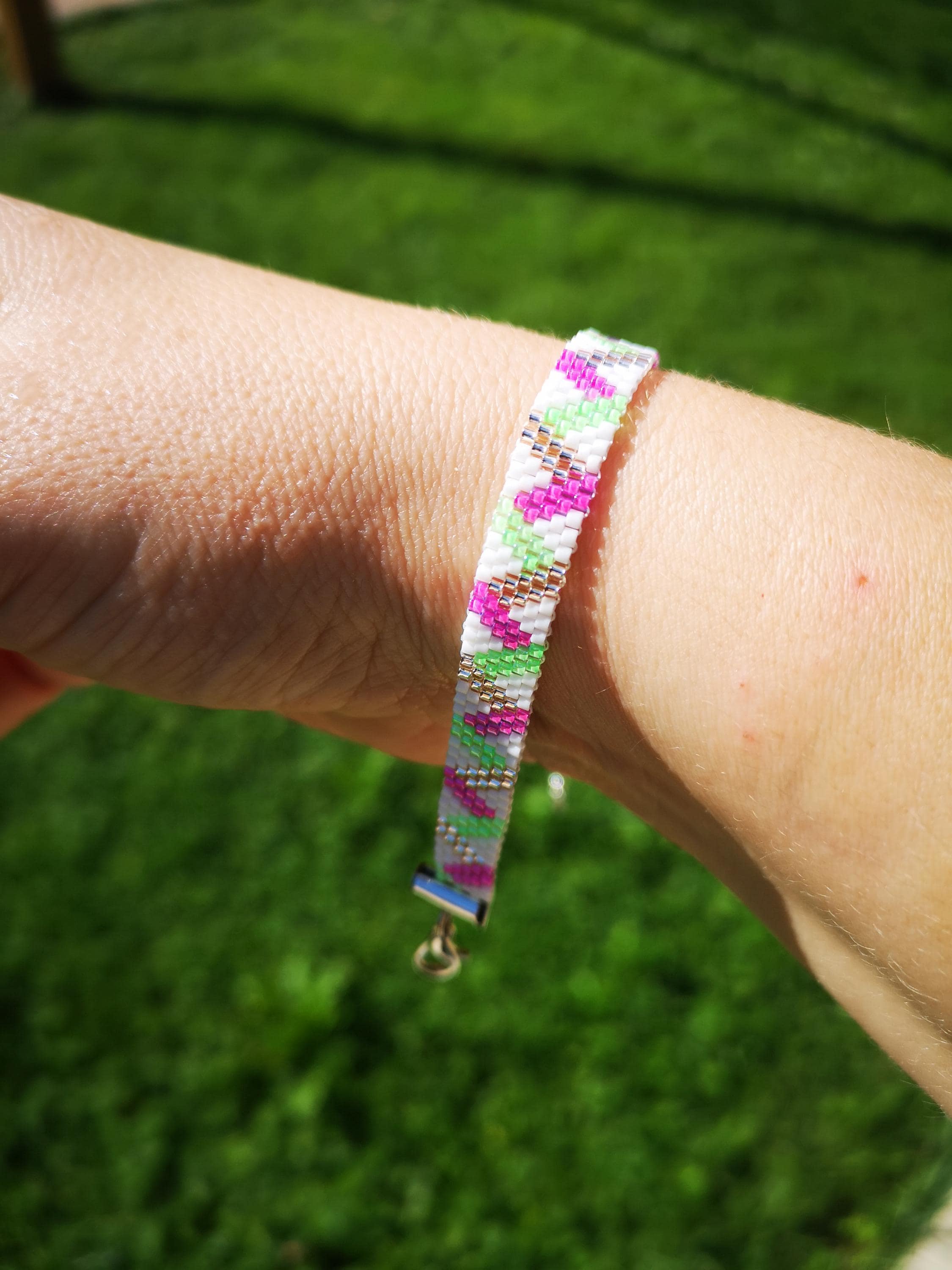 Bracelet Perles Miyuki - Tissage Peyote Fait Main - Pièce Unique - NEUF