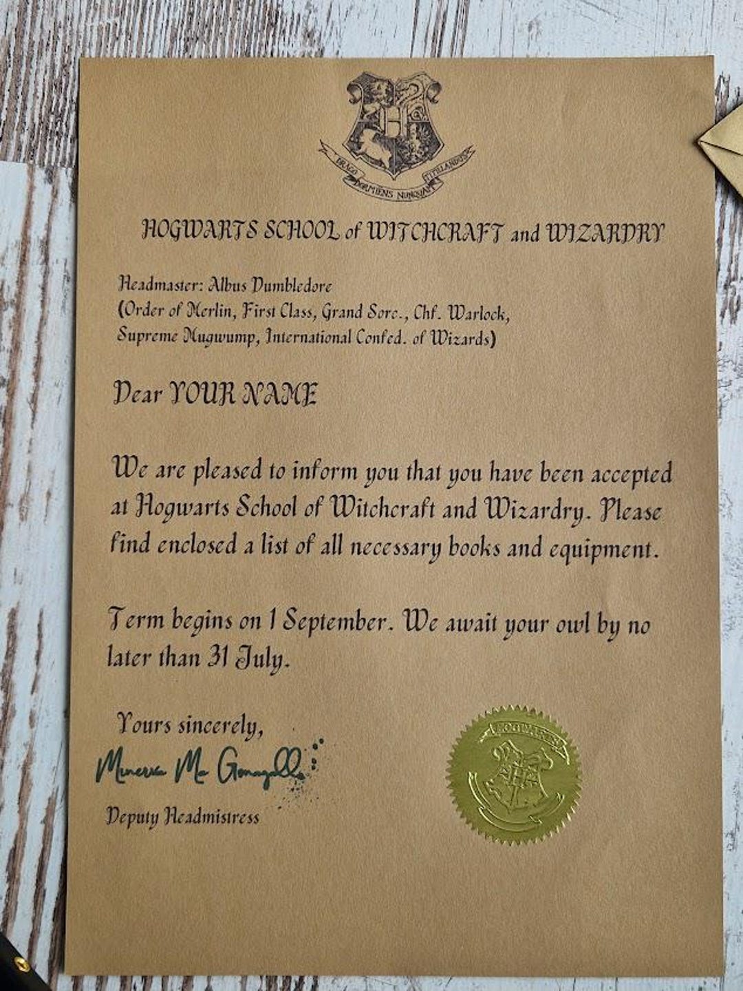 魔術と魔法使いの学校への入学許可書、個人宛。マラ - Etsy 日本, image size:1080x1439