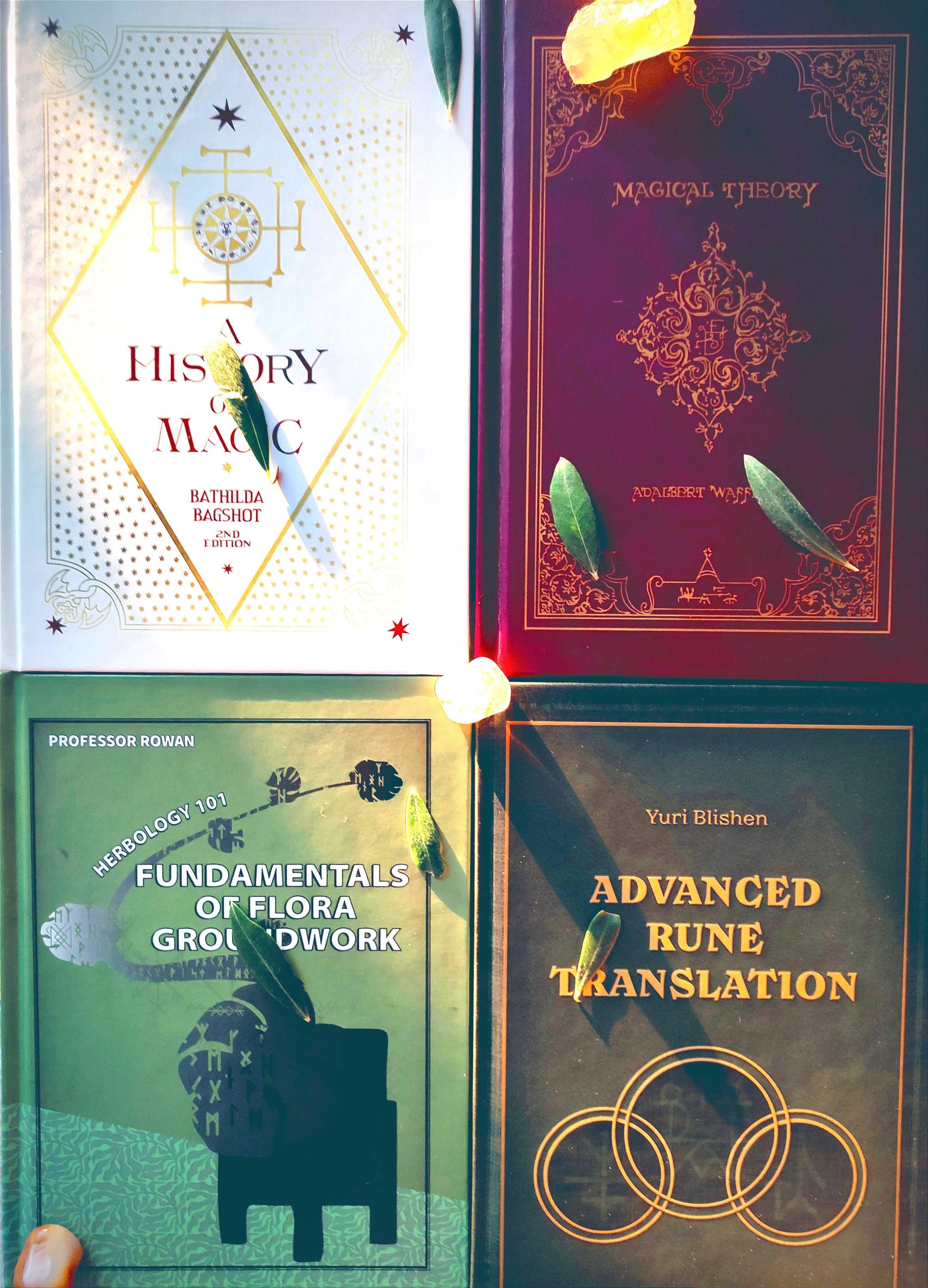 Intermediate course of 4 School books: History of Magic, Rune, Theory of Magic, Herbology