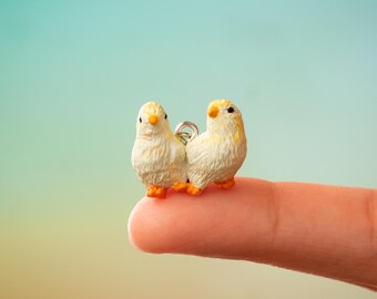 Handmade clay chick pendant, Adorable baby hen jewelry, Unique hand-painted farm animal necklace gift for bird and nature lovers