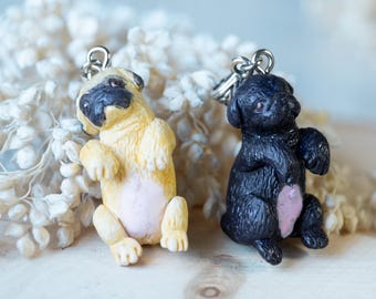 Personalized pet dog puppy necklace, Cute pendant pug dog charm, Custom pet clay jewelry, Pet necklace for dog moms and cat lovers