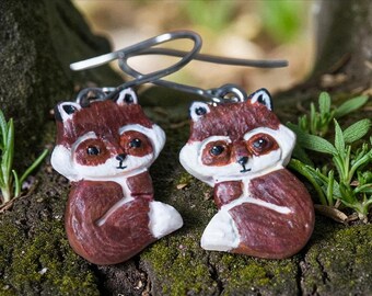 Niedliche Ohrringe Fuchs, kleine Ohrringe, Wald Tiere Ohrringe, Herbst Wald Schmuck, Polymer Ton Fuchs,