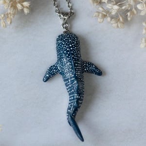 Whale shark blue necklace, Sea animal beach charm, Handmade whale shark adjustable clay pendant, Sea animal necklace whale shark gift idea