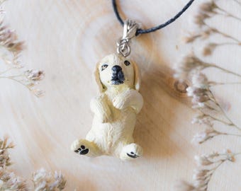 Cute labrador puppy necklace, Polymer clay dog charm, Handmade pet lover gift, Black lab puppy pendant, Dog themed jewelry for her